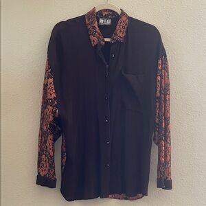Vintage Tina Hagen sheer copper lace long sleeve button down